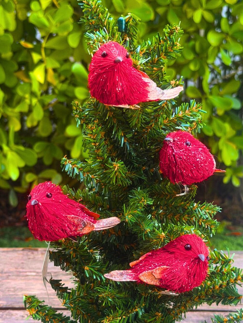 Lot 4 Vintage Cardinal Red Bird Clip On Christmas Tree Ornaments Glitter
